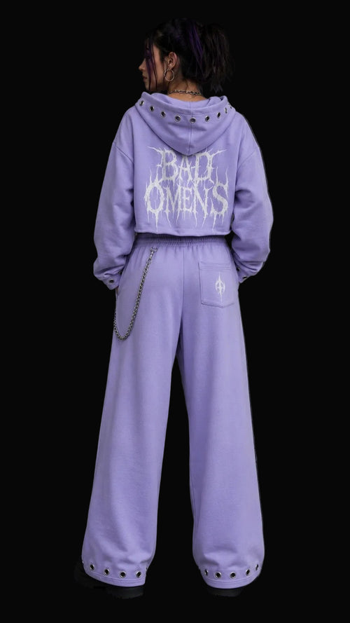 Bad Omens Set – Crop-Hoodie und Hose – Lila
