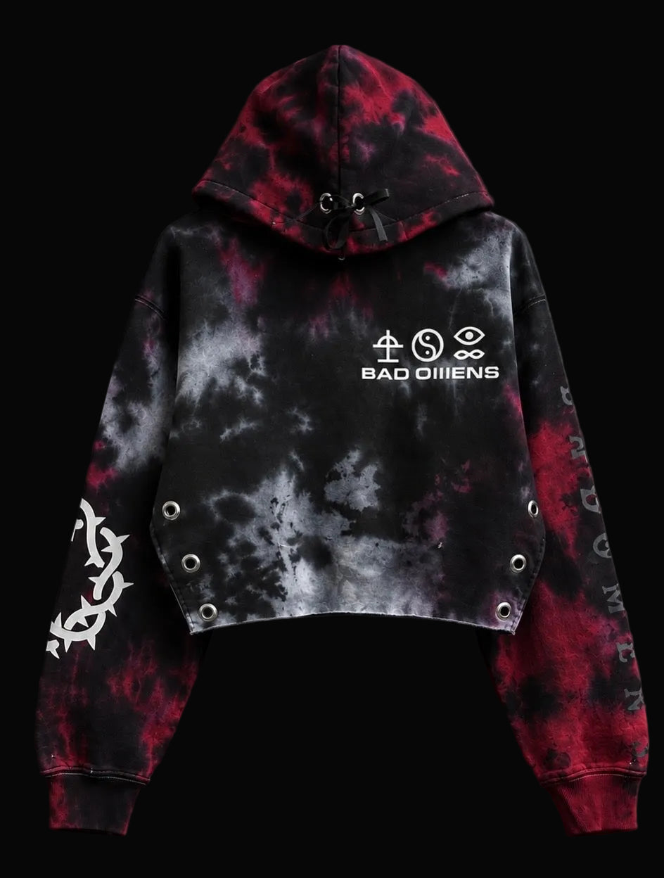 BAD OMENS CROP TOP HOODIE RED