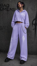 Conjunto Mujer Bad Omens — Poleron Crop con Cierre + Pantalón Buzo Wide Leg