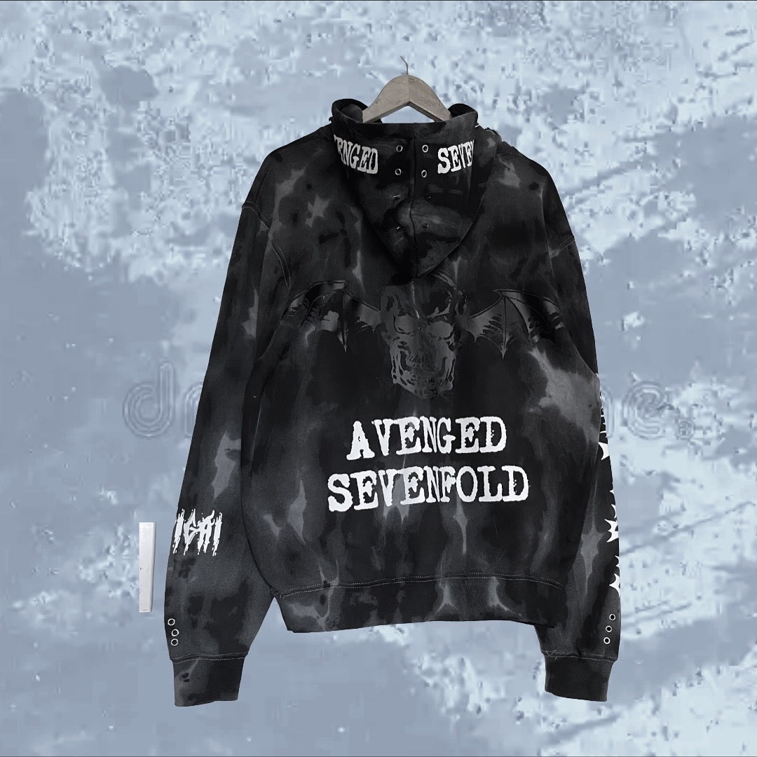 Hoodie Tie-Dye Avenged Sevenfold Deathbat - Vista trasera flat